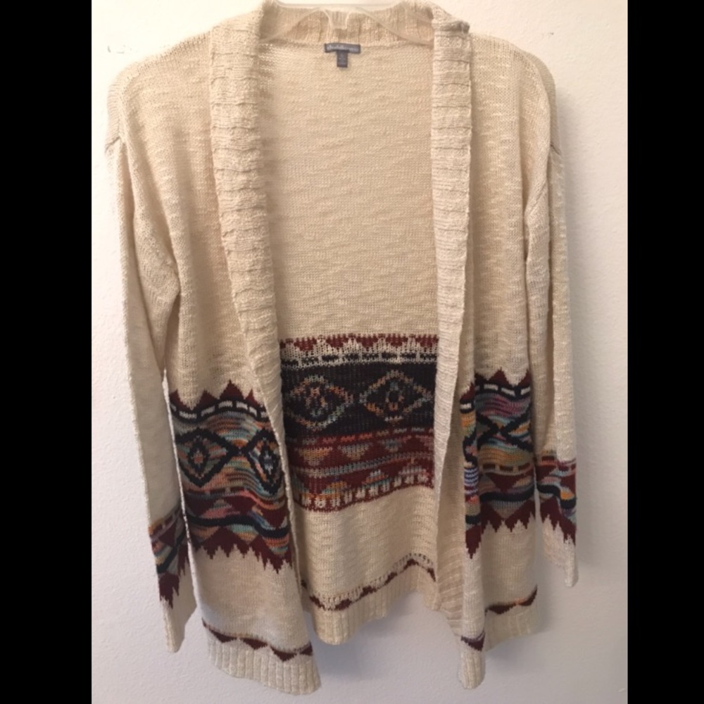 Small Tan Cardigan with Tribal Design